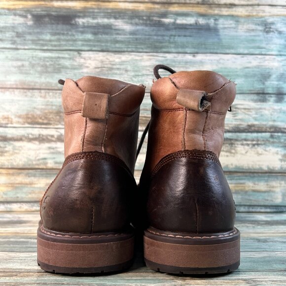 Skechers Ankle Boot Mens Sz 8.5 Brown Leather Zip Cap Toe Combat Moto Distressed - Picture 6 of 13